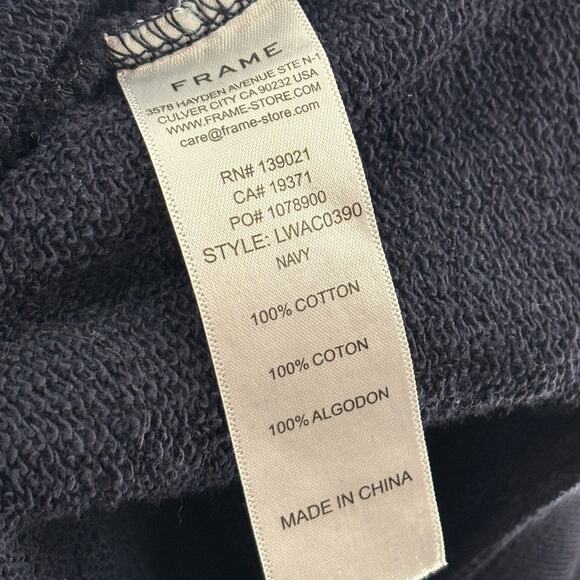 Frame Navy Blue Polo Collar Pullover Cotton Sweatshirt - Picture 10 of 11